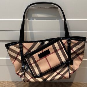 Burberry Beige and Black Checkered Tote